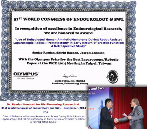 Dr. Razdan is Honored for His Pioneering Prostate Research